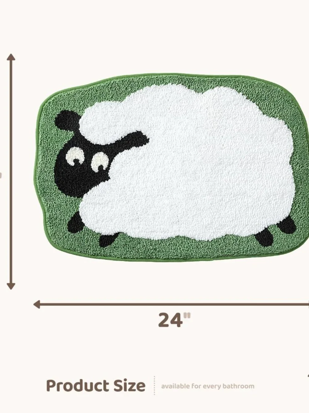 Cute Sheep Bath Rug, Bathroom Mat Non-Slip Soft Shower Rug Funny Plush Microfibe